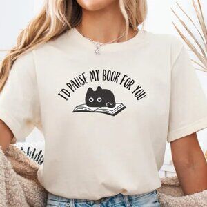 Cute Book Cat Shirt, Cat Reading Tee, Cat Shirt Gift